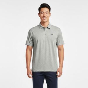 Under Armor Loose Heatgear Grey Polo Size Medium
